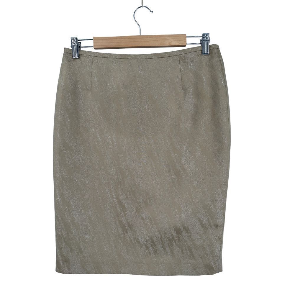 LeSuit Petite Gold Metallic Pencil Skirt 4P‎